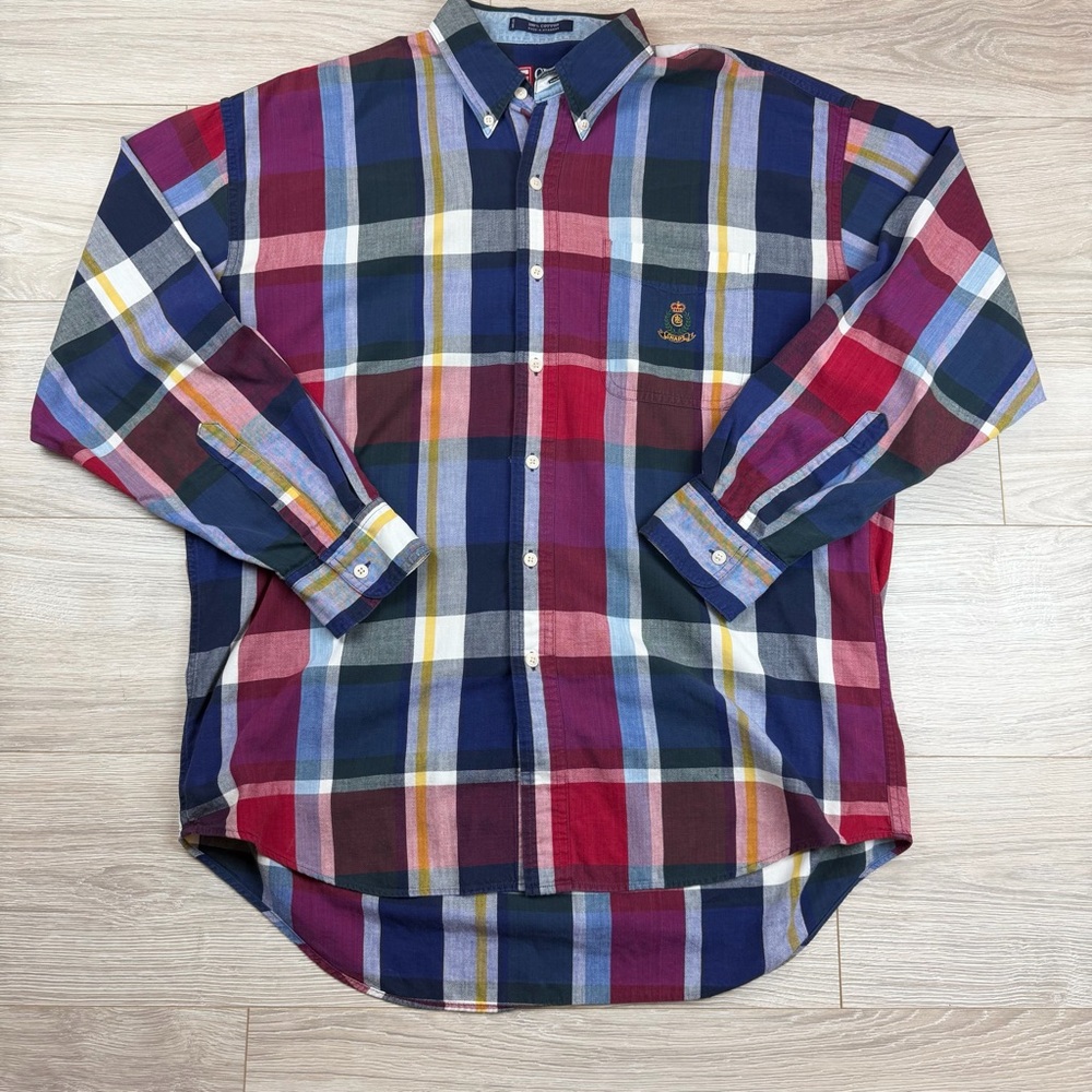 Vintage 90s Chaps Ralph Lauren Plaid Button Down Shirt Dadcore‎ Streetwear Sz L